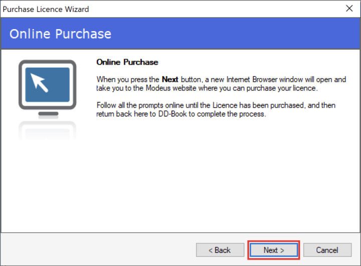 DDBook License purchase screenshot