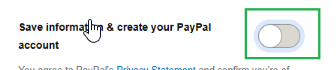 Save information & create your PayPal account